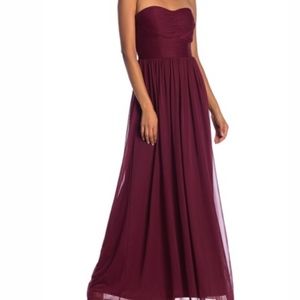 Marina I Merlot Strapless Roused Gown I Nordstrom